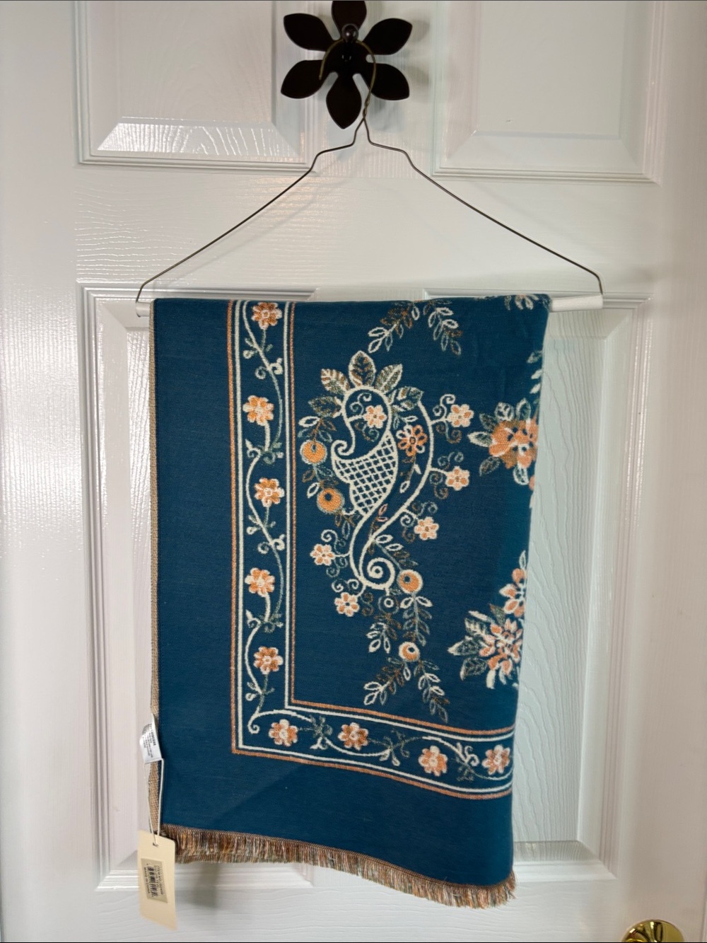 ComfyLuxe Teal Floral Paisley Woven Scarf Wrap 28” wide x 72” long NWT